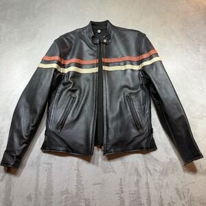 Vintage Cafe Racer Leather Motorcycle Jacket Cordura Waterproof 2-in-1 Biker
